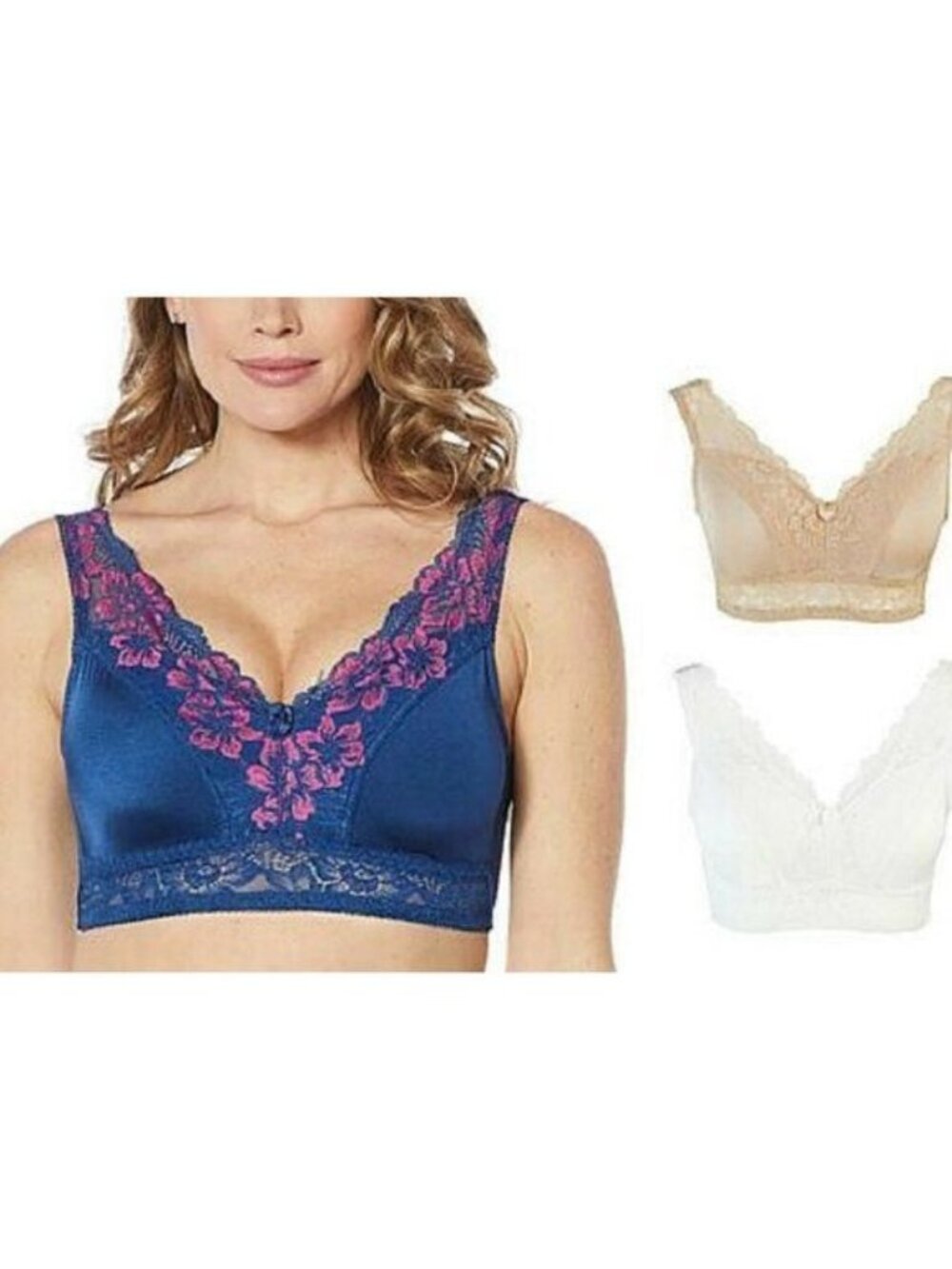Rhonda Shear Betty Pin Up Bra 3 Pack MEDIUM